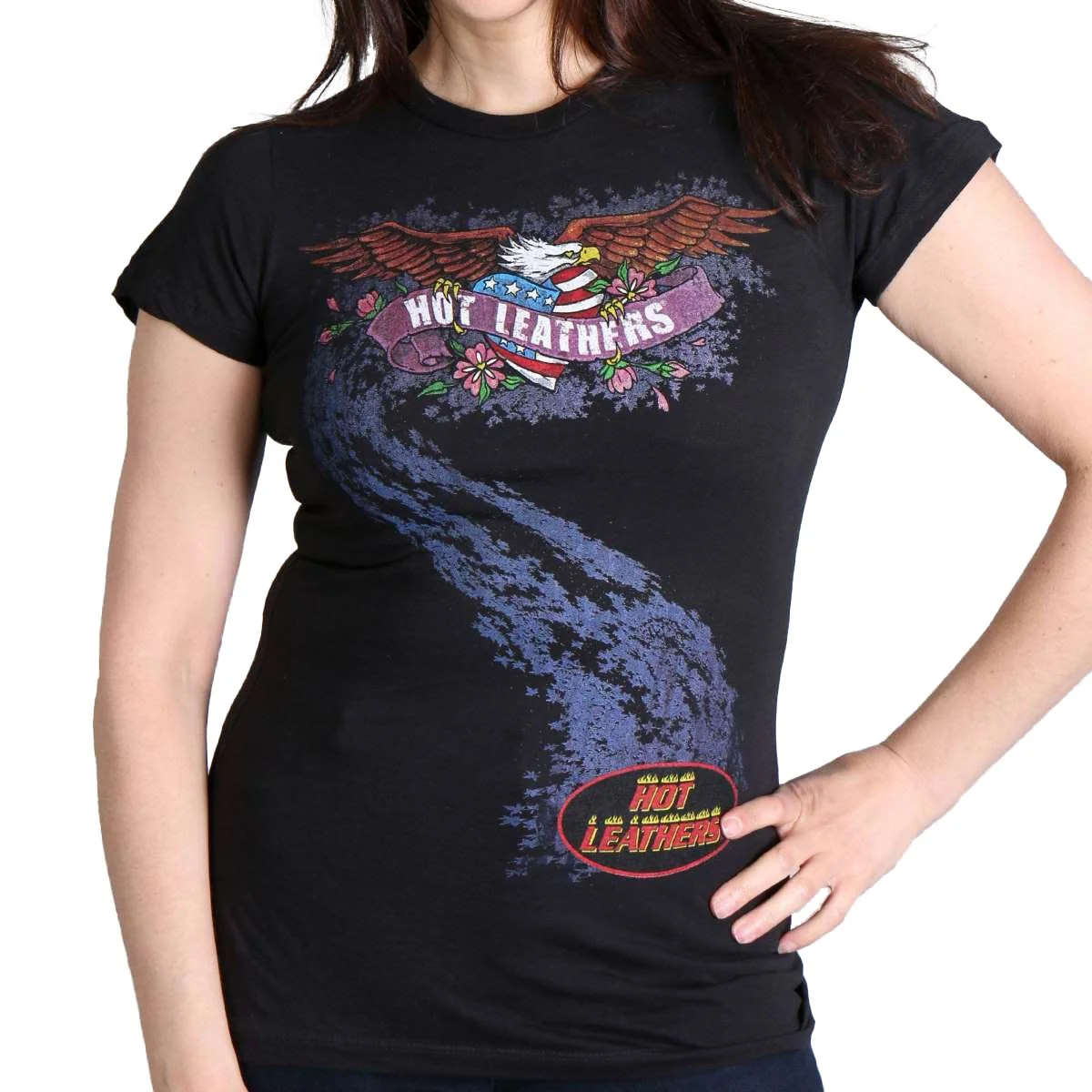World-Class Hot Leathers Ladies Sketch Eagle Full Cut T-Shirt GLR1310 Traditional
