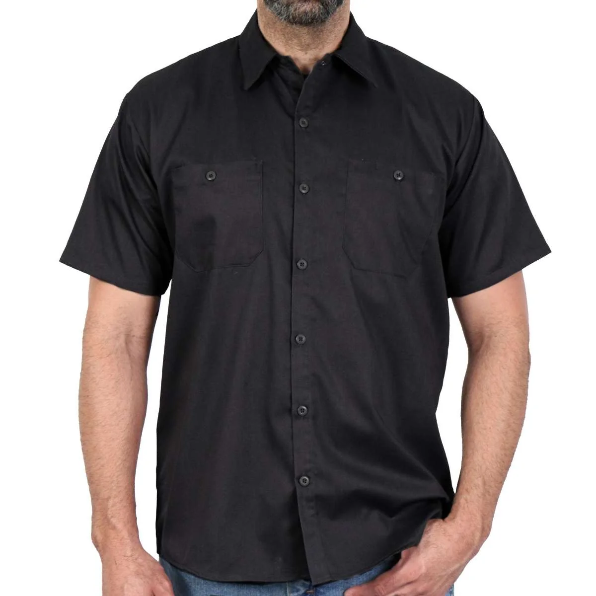 Official Hot Leathers GMM1009 Men's Mechanic Black Button Up Heavy-Duty Work Shirt for Classic Mechanic Work Shirt Smart