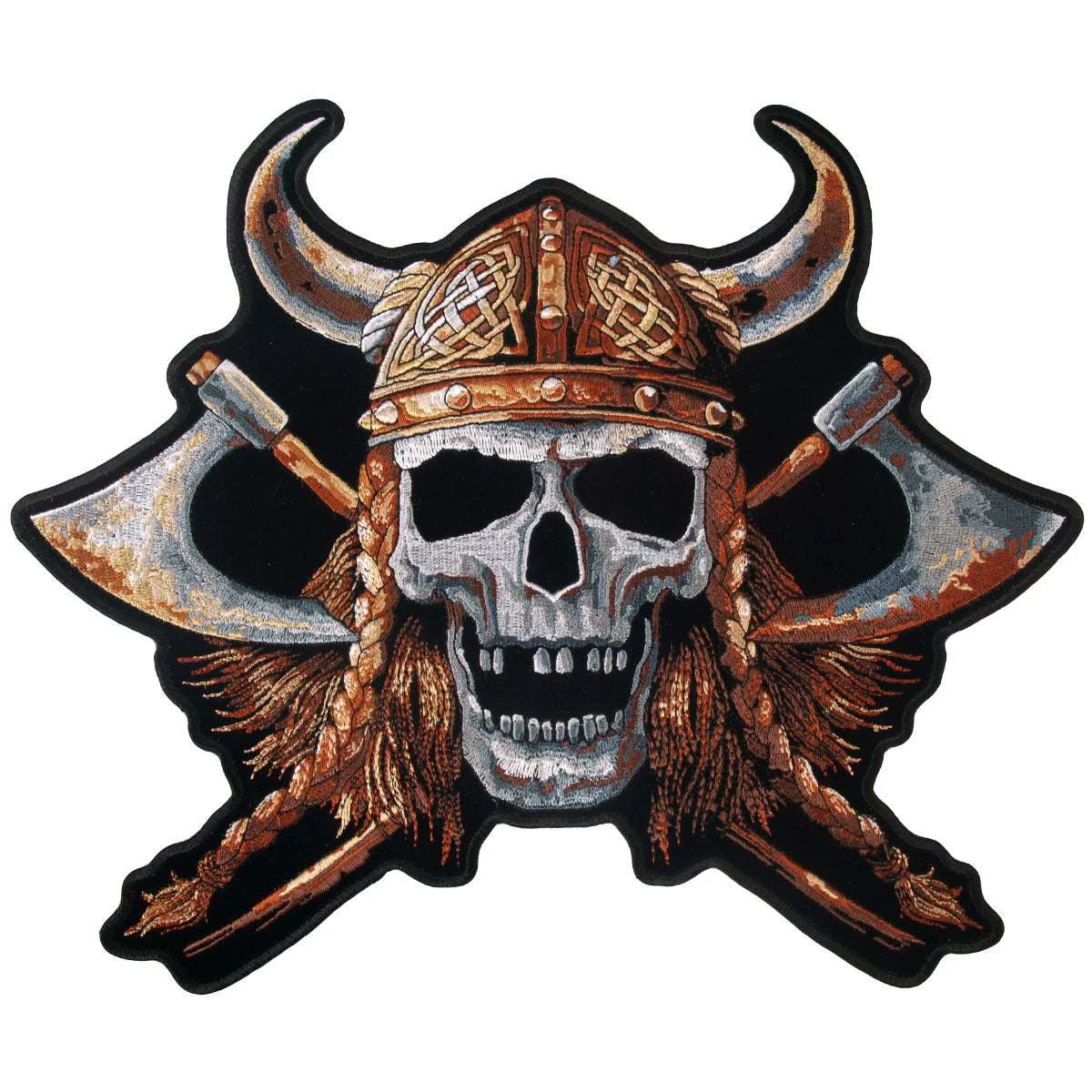 Stylish Hot Leathers Viking Skull 12 x 10 Patch PPA6539 Soft