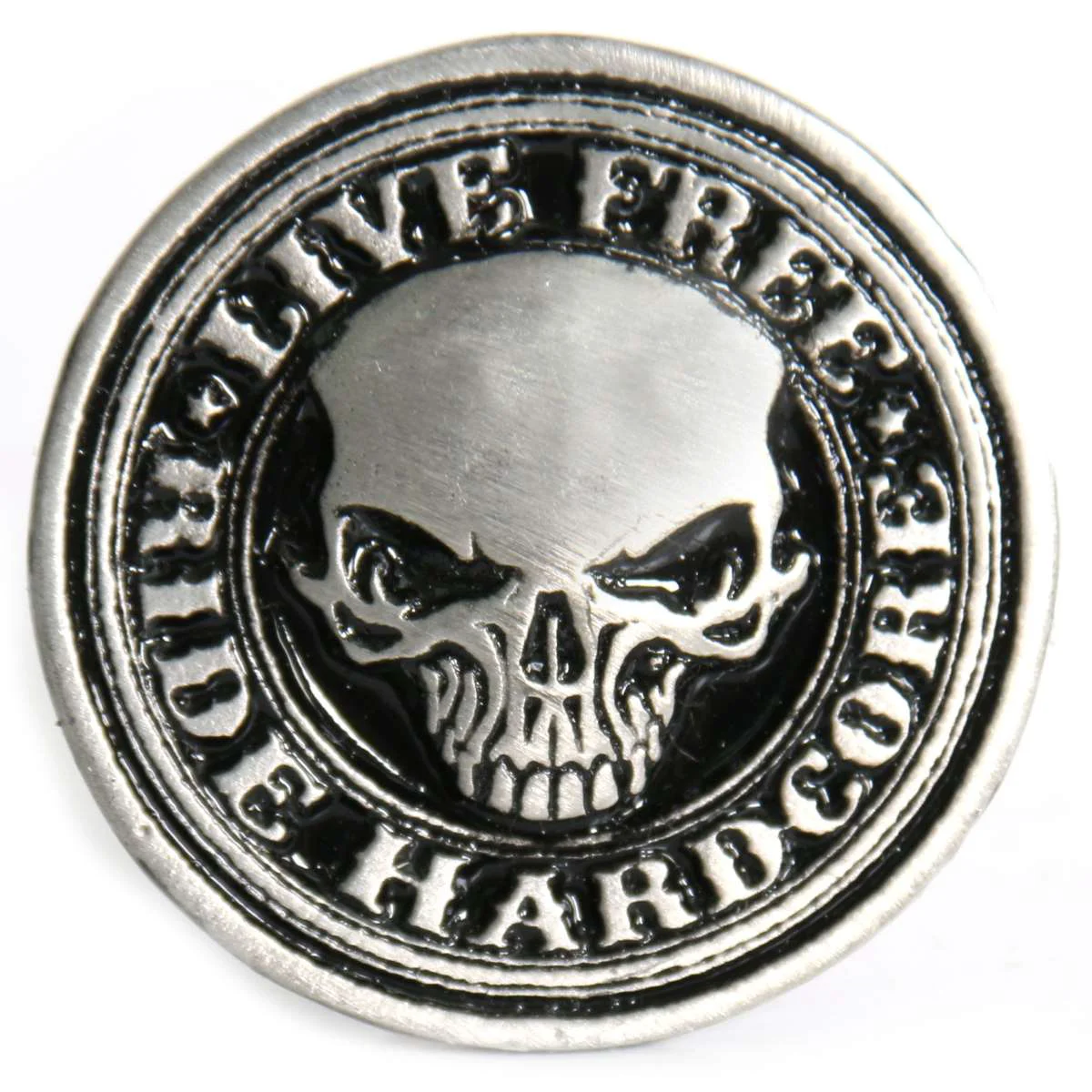 Long-Lasting Hot Leathers Hardcore Stencil Skull Pewter Biker Pin PNA1188 Refined