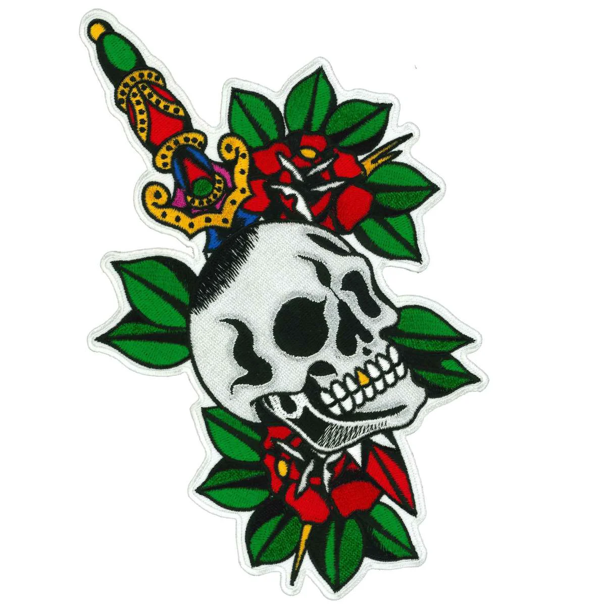 Proven Hot Leathers Skull Dagger and Roses 8 Patch PPQ2008 Unique