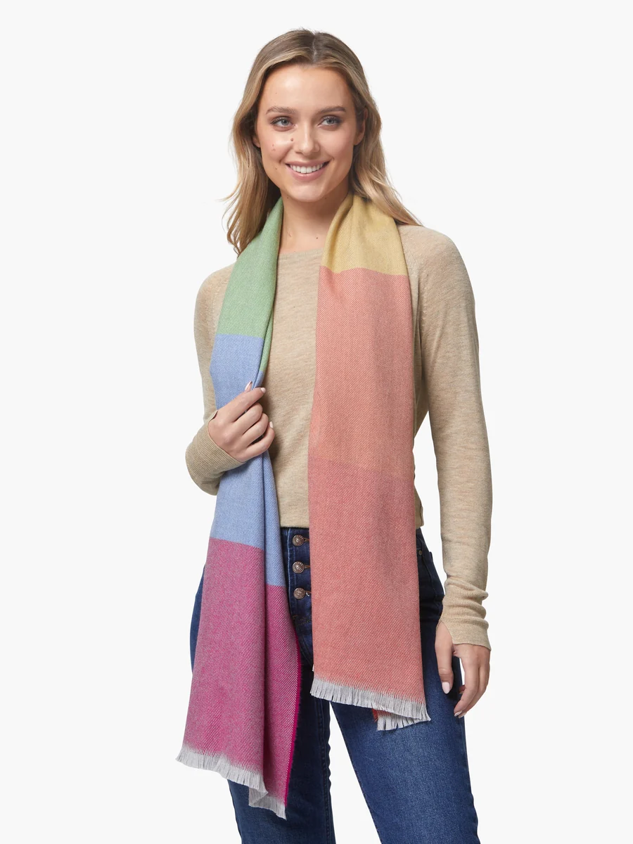 Green Foxford Rainbow Extra-Fine Merino Scarf Safe