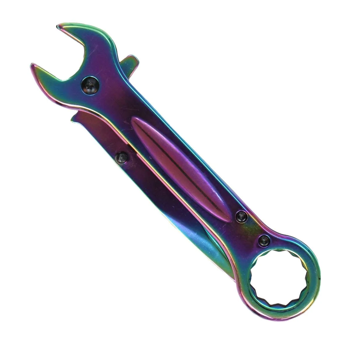 Environmentally Friendly Hot Leathers Rainbow Mirror Wrench Knife KNA1155 Reliable