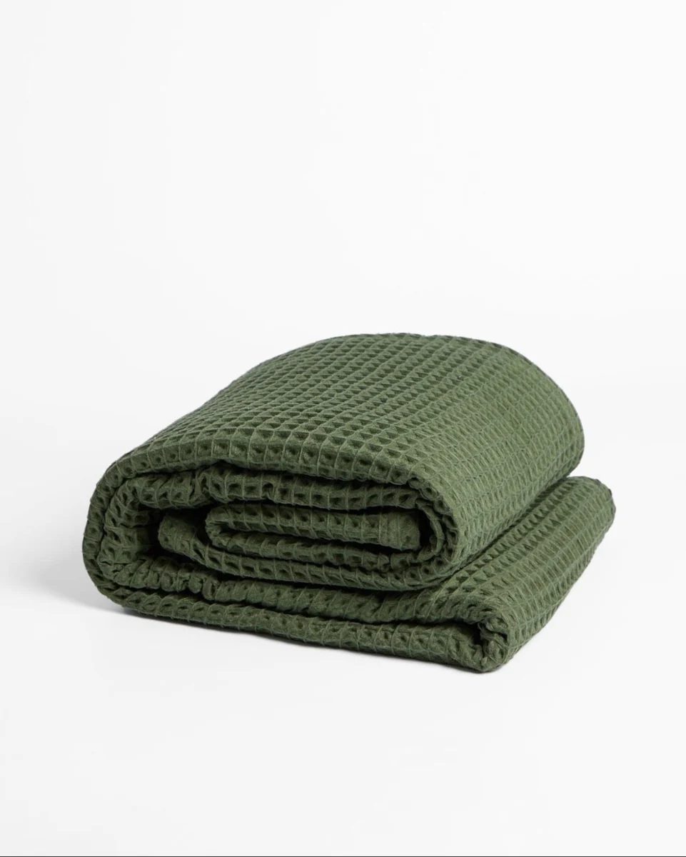 Authentic Foxford Green Honeycomb Throw Fine Crafted