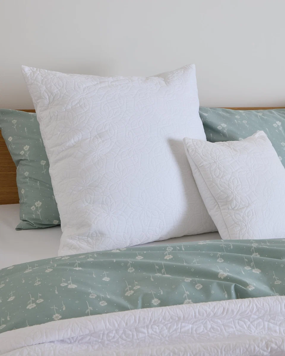 Secure Foxford White Matelassé Cushion- Large Fine