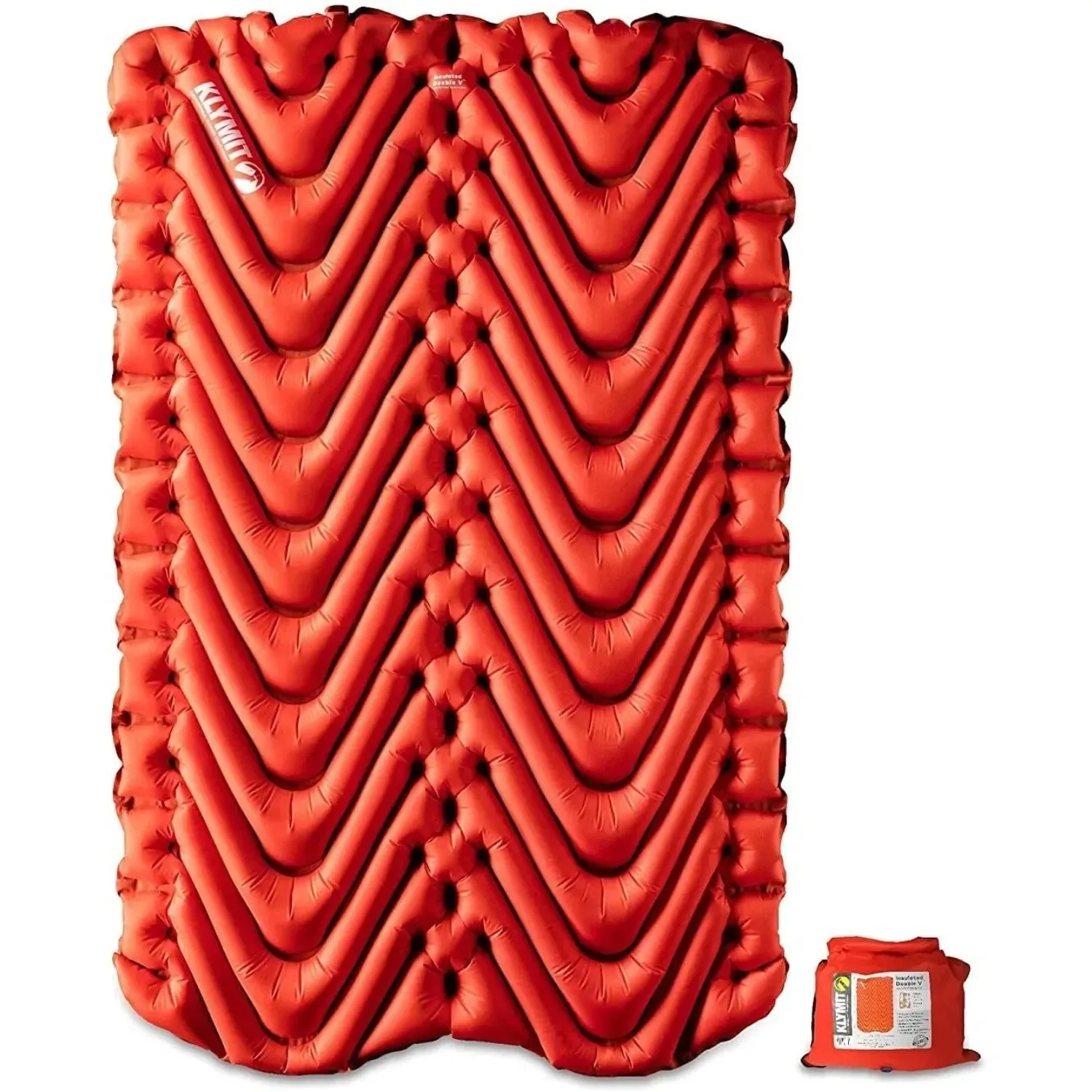 Prestigious Klymit Insulated Double V Inflatable Sleeping Pad – 2-Person Cold Weather Camping Air Bed with R-Value 4.4 Breathable