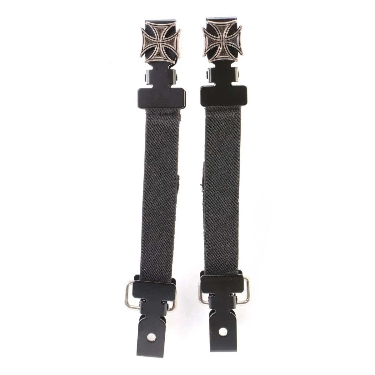 Unique Milwaukee Leather MLA4006 Motorcycle Biker Iron Cross Elastic Bungee Clips for Chaps or Pants Set of 2 Official