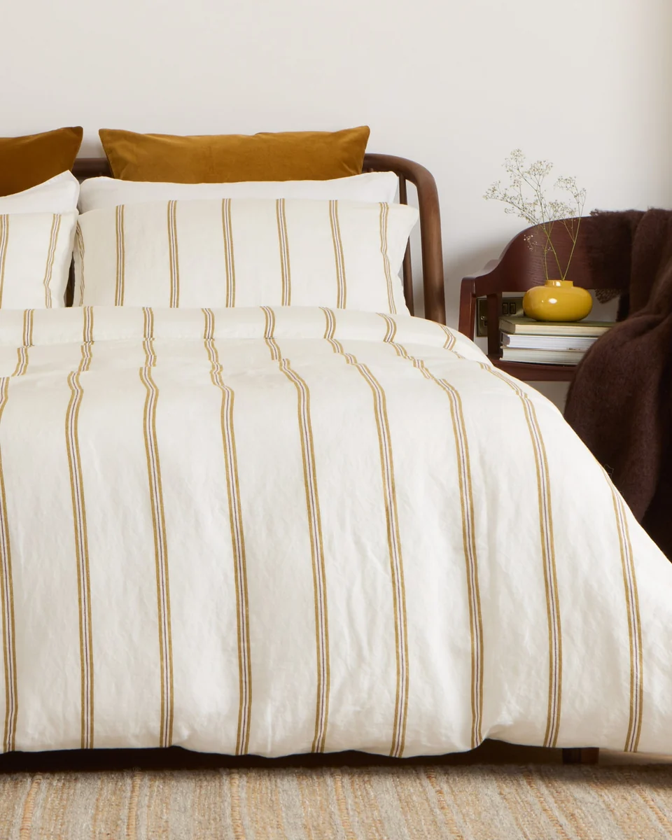 Soft Foxford Ochre Stripe Duvet Set Functional