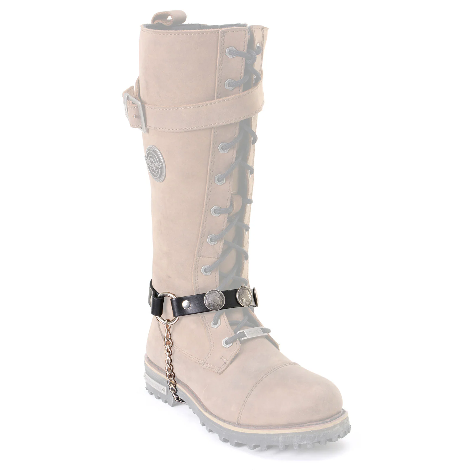Detailed Milwaukee Leather Silver Boot Chain w Vintage Native American Medallion Adjustable Strap -MLA3001 Fine Crafted