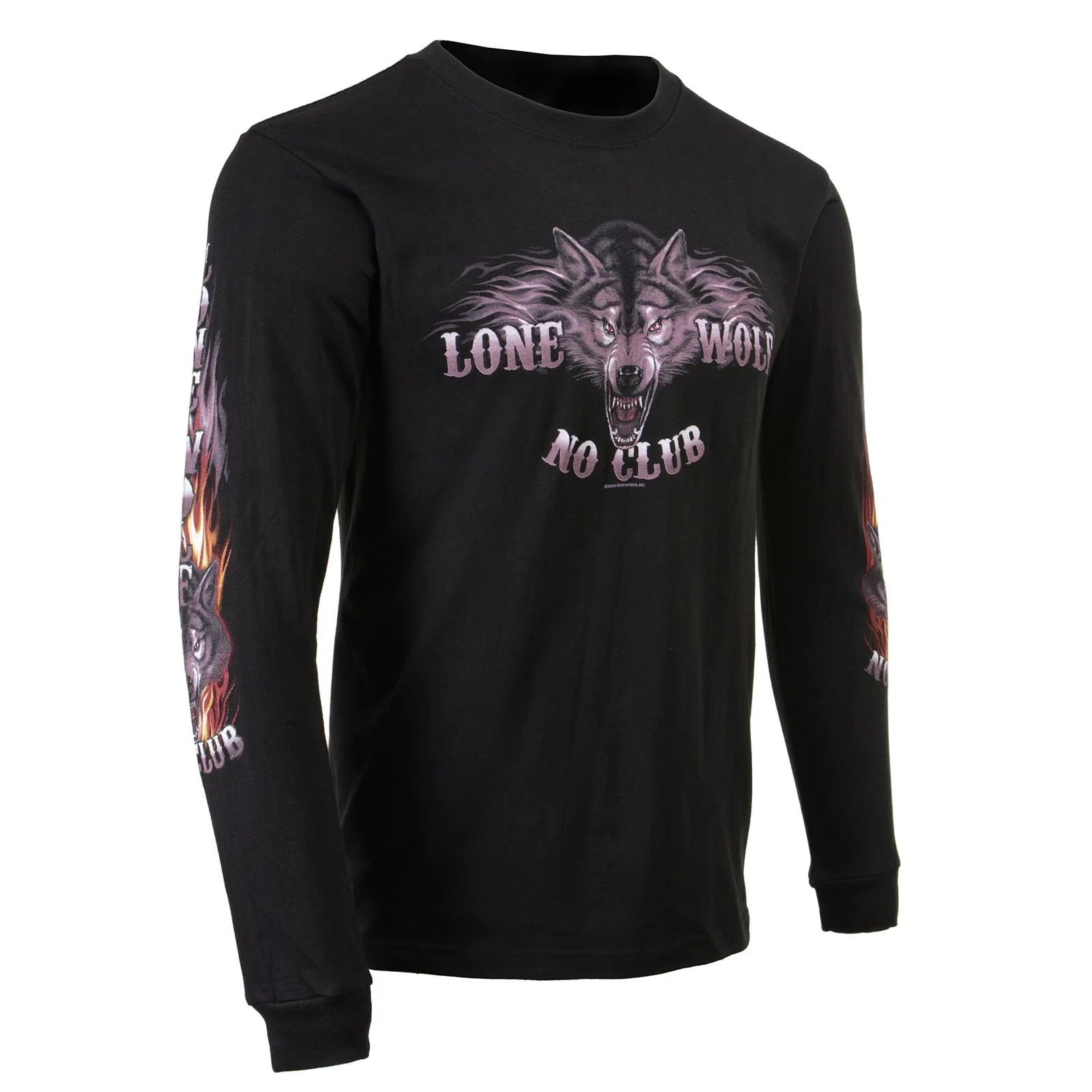 World-Class Milwaukee Leather MPMH117001 Men's 'Lone Wolf No Club' Biker Long Sleeve T-Shirt Powerful
