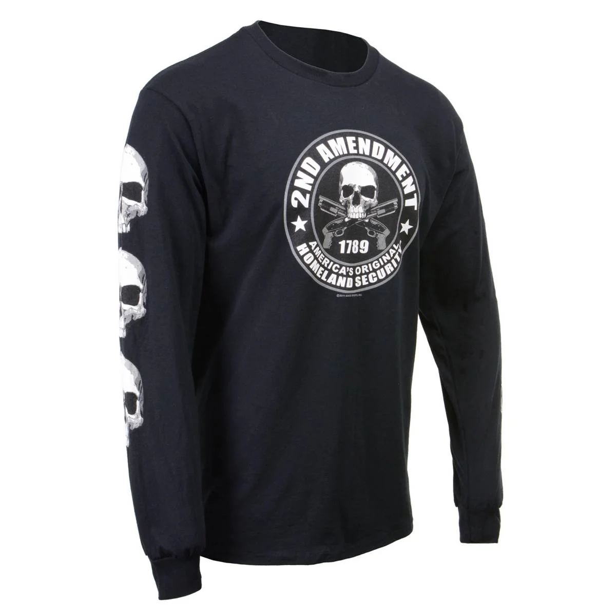 Responsible Milwaukee Leather MPMH117003 Men's '2nd Amendment America's Homeland Security' Long Sleeve Black T-Shirt Smart