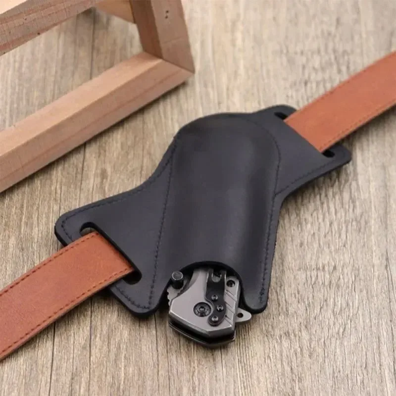Stylish Leather Storage Sheath for Folding Knives Convenient Belt Clip Holder for Camping Tools Original