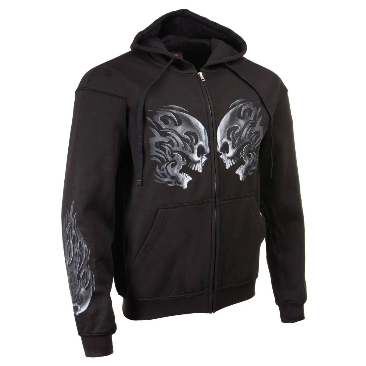 Enhanced Milwaukee Leather MPMH118001 Men s Head Butt Skulls Black Hoodie with Zipper Closure Dependable