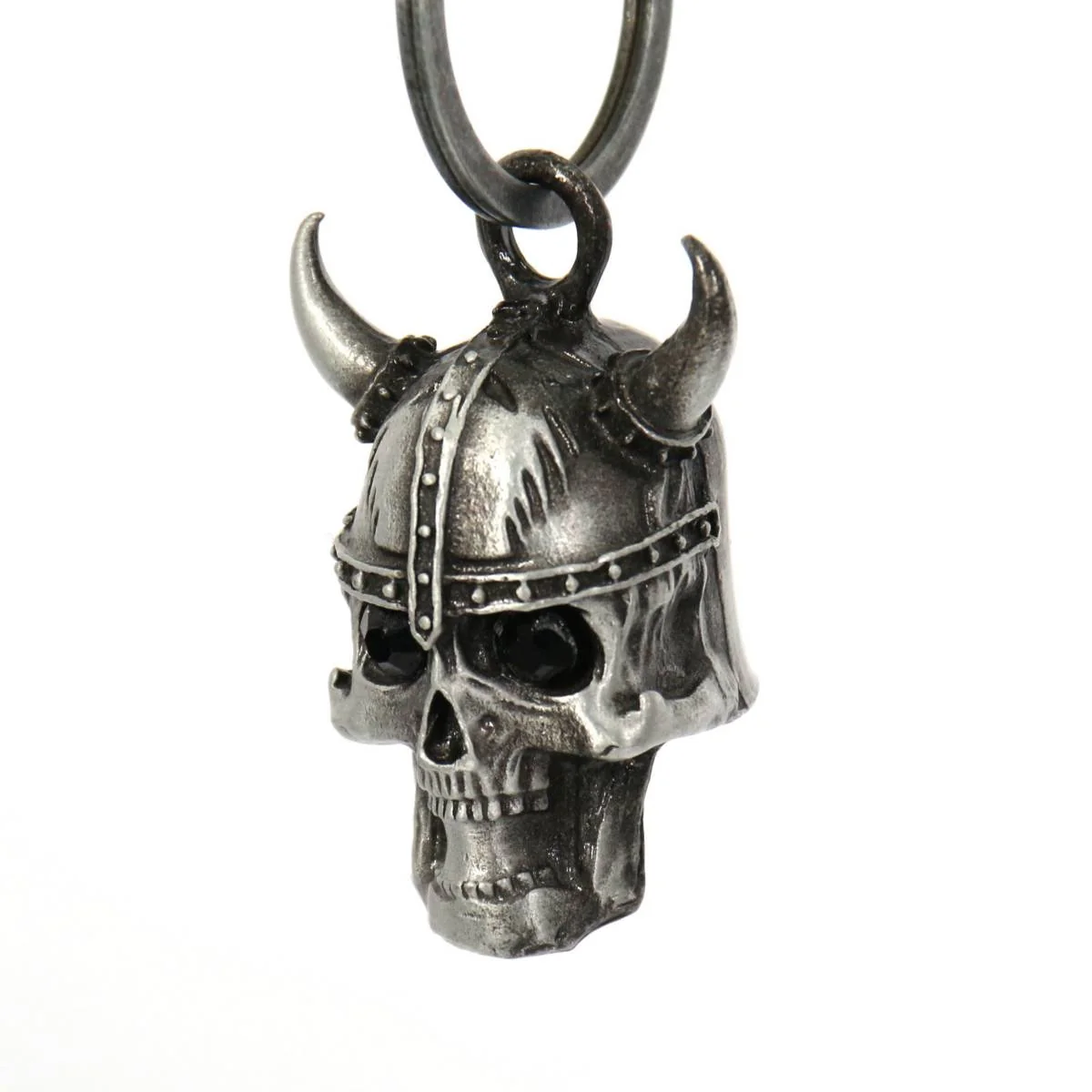 Powerful Milwaukee Leather MLB9052 'Viking Skull Horns with Black Eyes' Motorcycle Good Luck Bell Key Chain Accessory for Bikers Prestigious