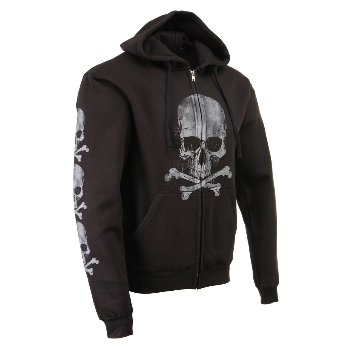 Reliable Milwaukee Leather MPMH118003 Men s Skull and Crossbones Black Hoodie with Zipper Closure Versatile