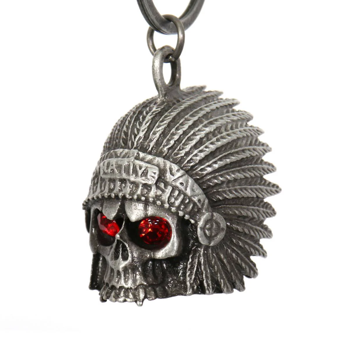 Effective Milwaukee Leather MLB9009 'Native Skull with Red Eyes' Motorcycle Good Luck Bell Key Chain Accessory for Bikers Eco-Friendly