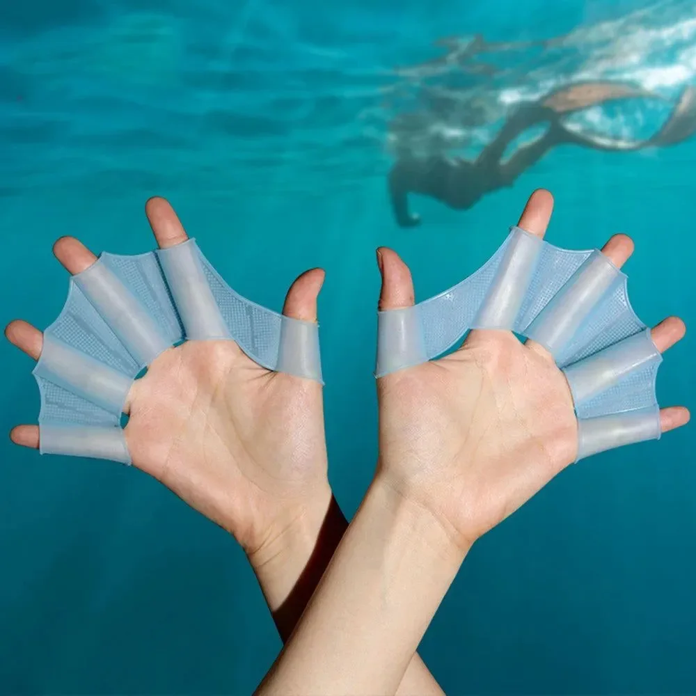 Sophisticated Professional Silicone Swimming Fins - Webbed Finger Paddles for Men Women and Children Quality