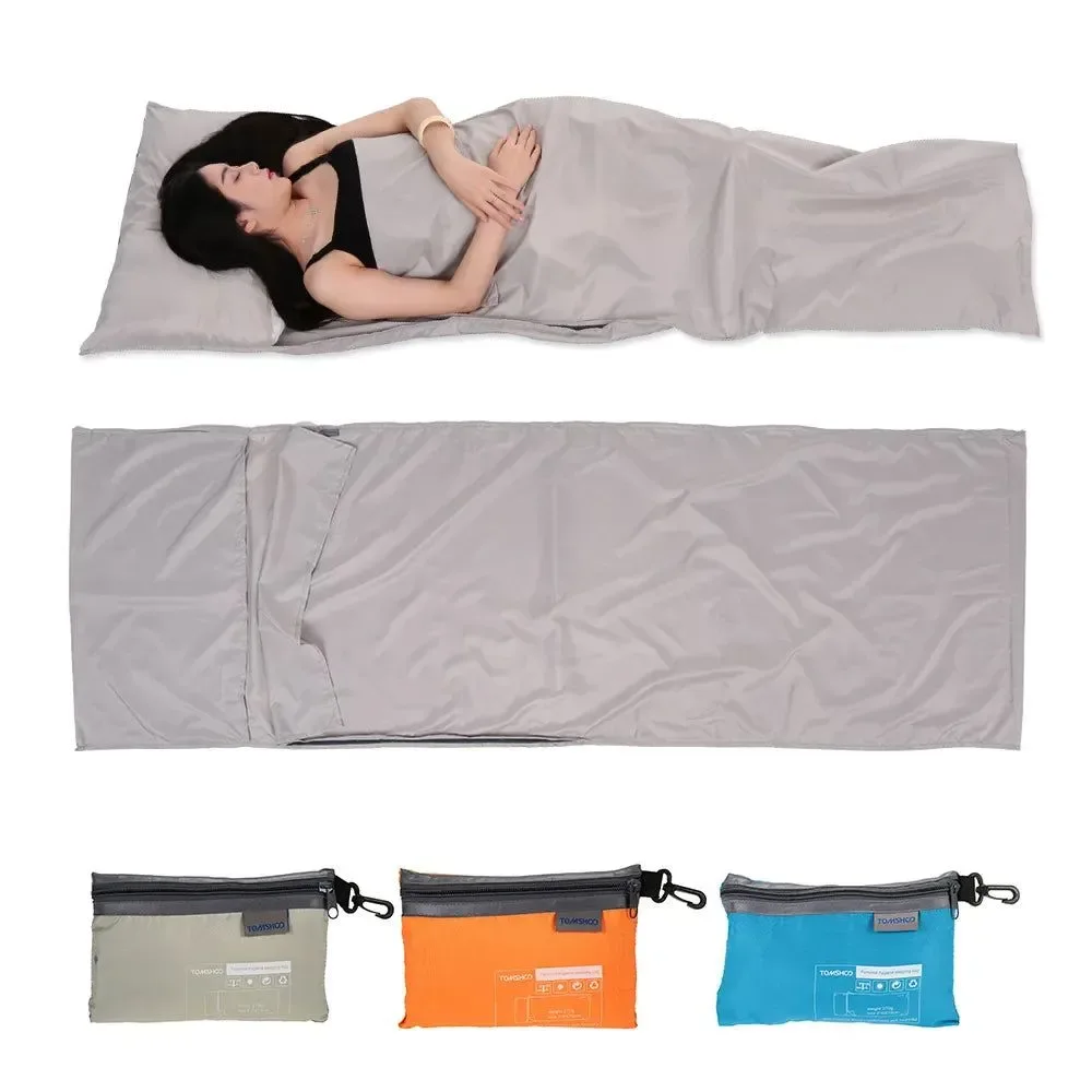 Elegant Portable Outdoor Camping Sleeping Bag Liner with Pillowcase - Lightweight I for Business Trips Hotels Practical