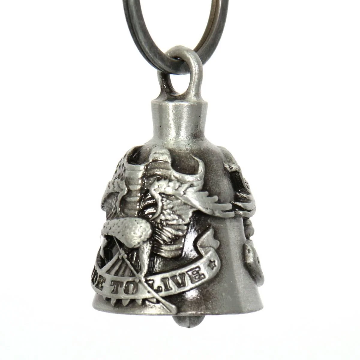 High-Grade Milwaukee Leather MLB9032 'Eagle - Ride to Live' Motorcycle Good Luck Bell Key Chain Accessory for Bikers Unique
