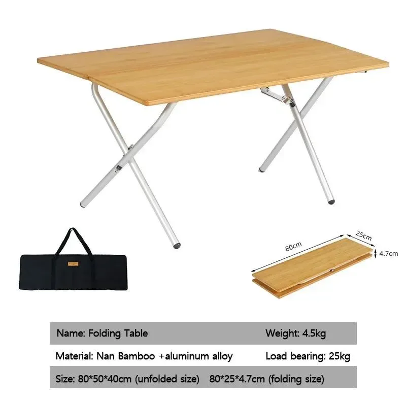 Smooth Portable Bamboo Folding Table for Outdoor Camping and Picnic SPECIFICATIONS Pure