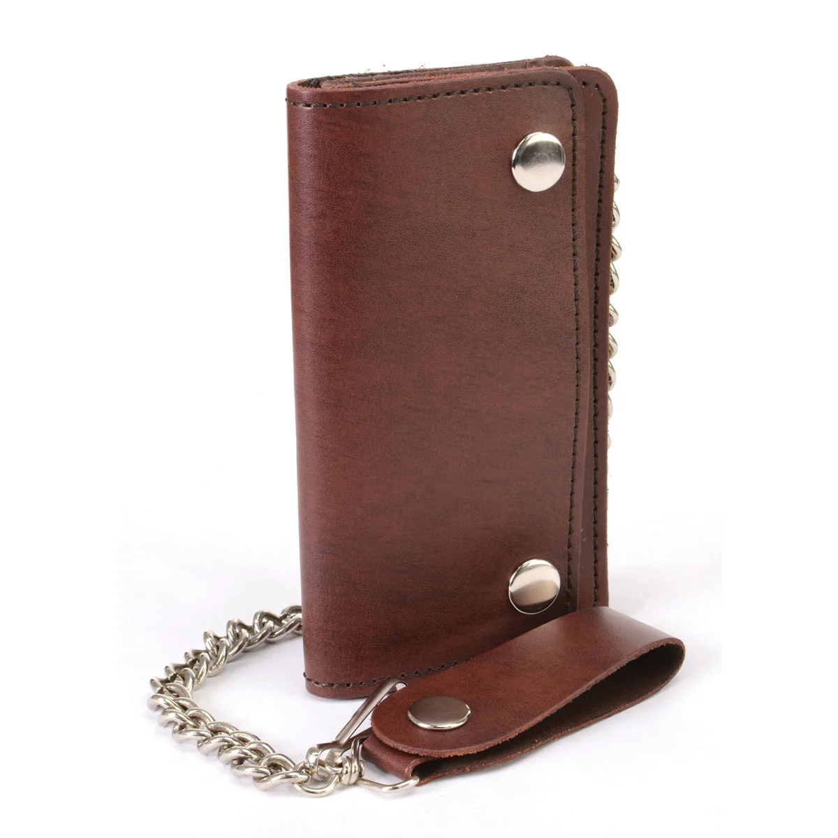 Contemporary Milwaukee Leather MLW7884 Men's 6 Inch Antique Brown Leather Bi-Fold Biker Wallet w Anti-Theft Stainless Steel Chain Flexible