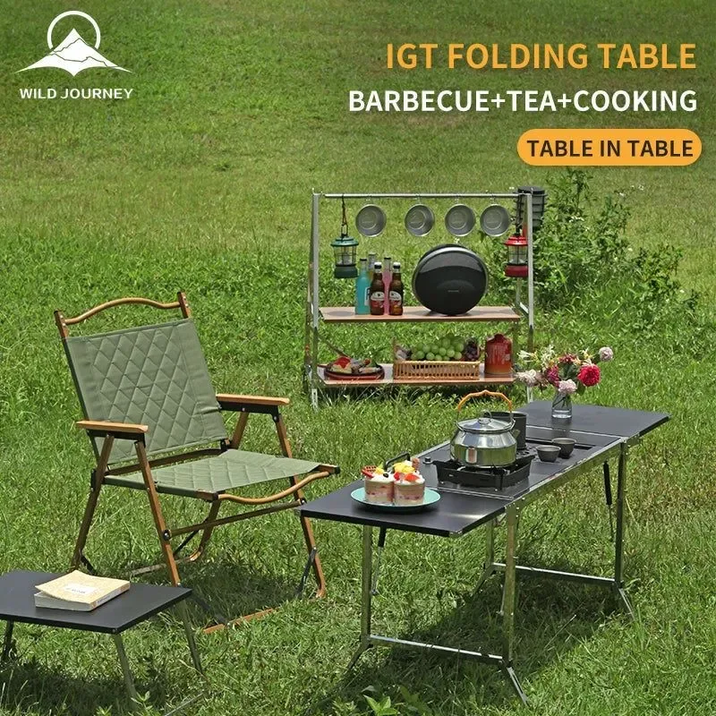 Modern Wild Journey 304 Stainless Steel IGT Folding Table – Modular Camping Picnic BBQ Table System Crafted