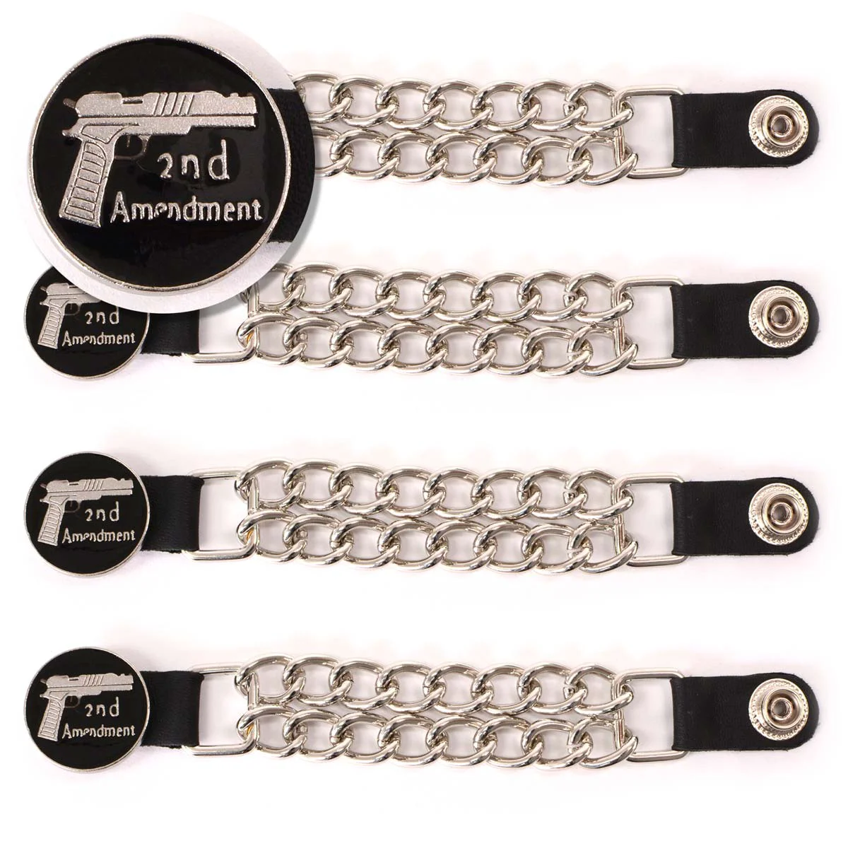 Versatile Milwaukee Leather 2nd Amendment Medallion Vest Extender - Double Chrome Chains Leather 6.5 Extension 4-PCS MLA6027SET High-Performance