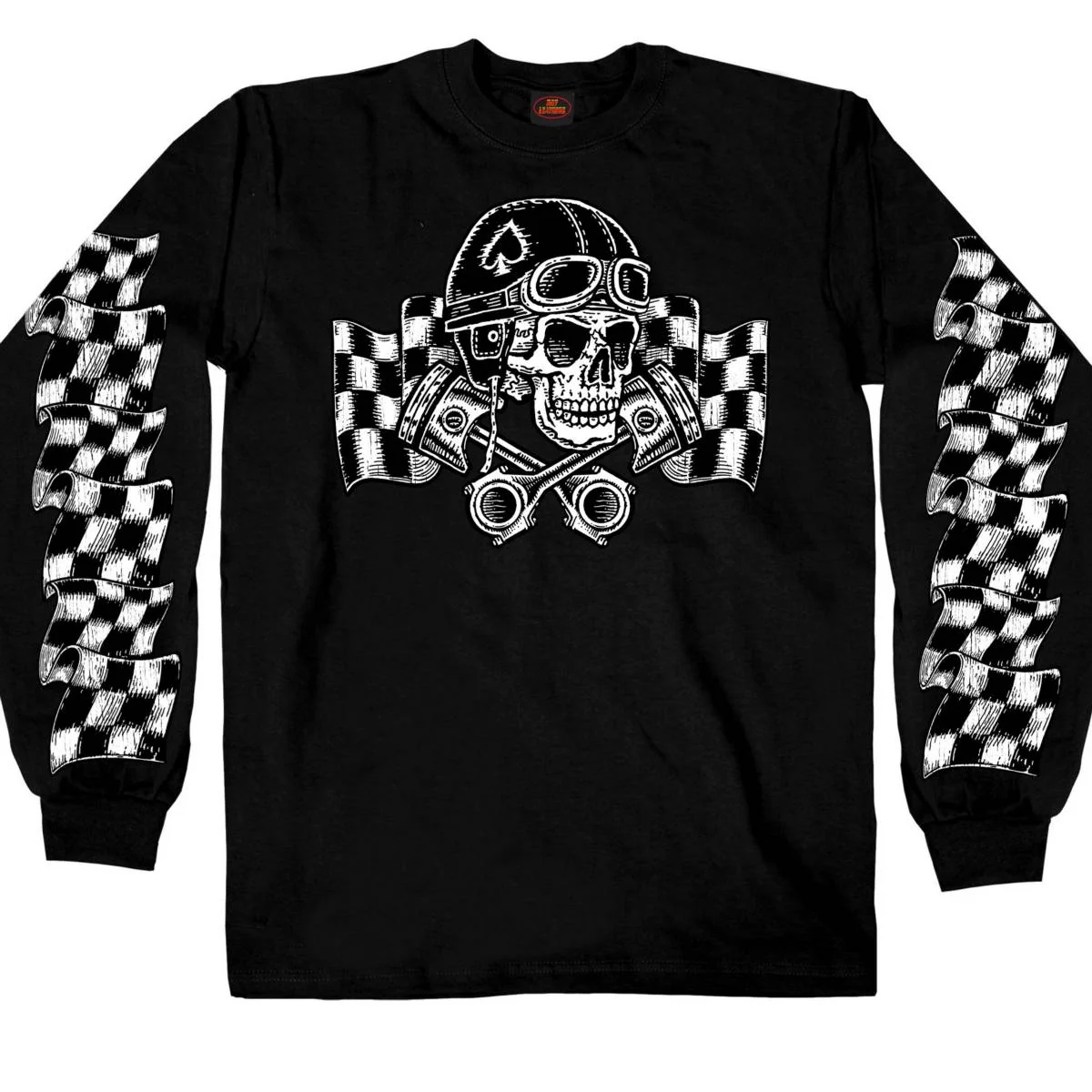 Efficient Hot Leathers GMS2527 Men's Black Vintage Skull Long Sleeve Print T-Shirt Durable