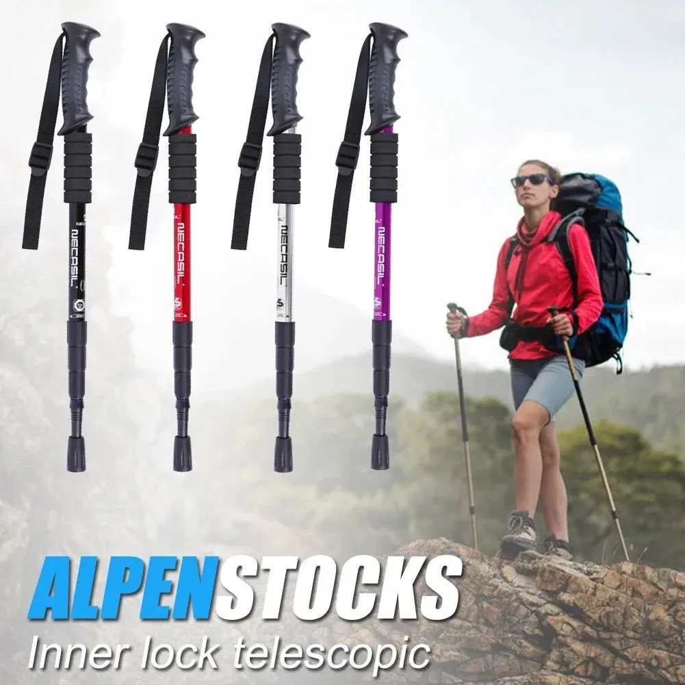 Fashionable 1 2Pcs Light Aluminum Alloy Folding Walking Sticks - High-Quality 4-Section Telescopic Trekking Poles for Hiking and Climbing World-Class