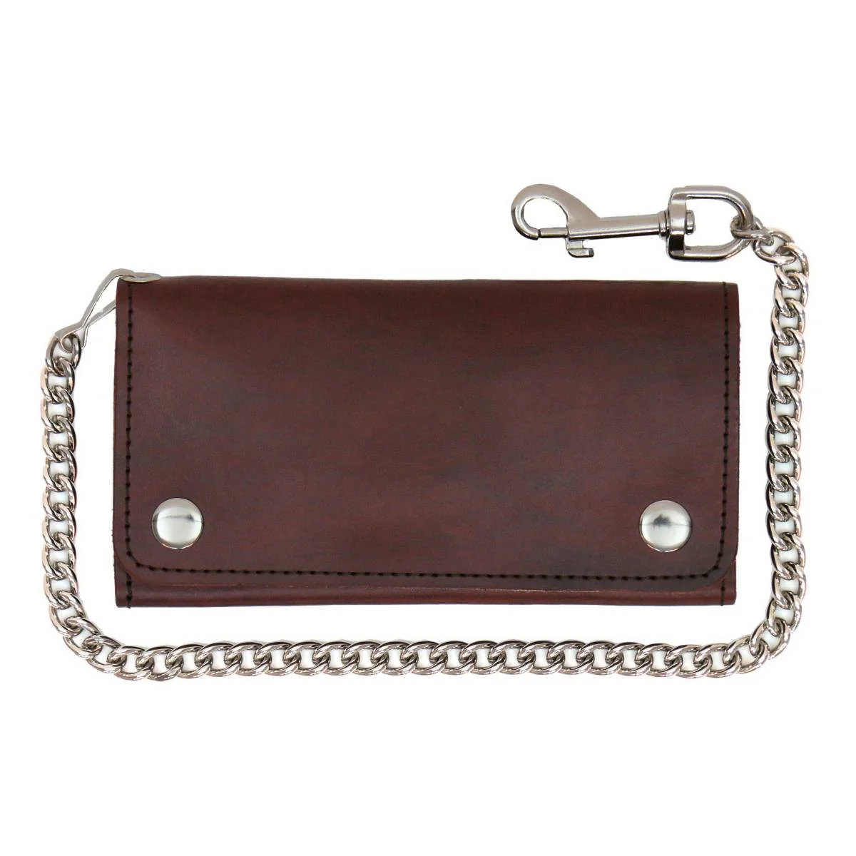 High-End Hot Leathers WLC2018 Men's 7 Leather Bi-Fold Biker Wallet w Multiple Storage and Swivel Trigger Clip Anti-Theft Stainless Steel Chain Sustainable