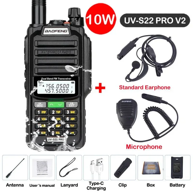 Enhanced UV-S22 PRO V2 IP68 Waterproof Dual Band Ham Radio Walkie Talkie with 50KM Range Upgraded UV9R UV5R Pro Modern