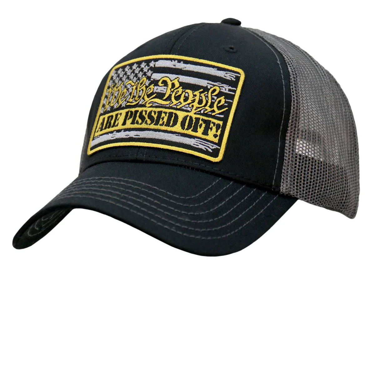 Flexible Hot Leathers We The People Black and Grey Trucker Hat GSH1056 Smooth