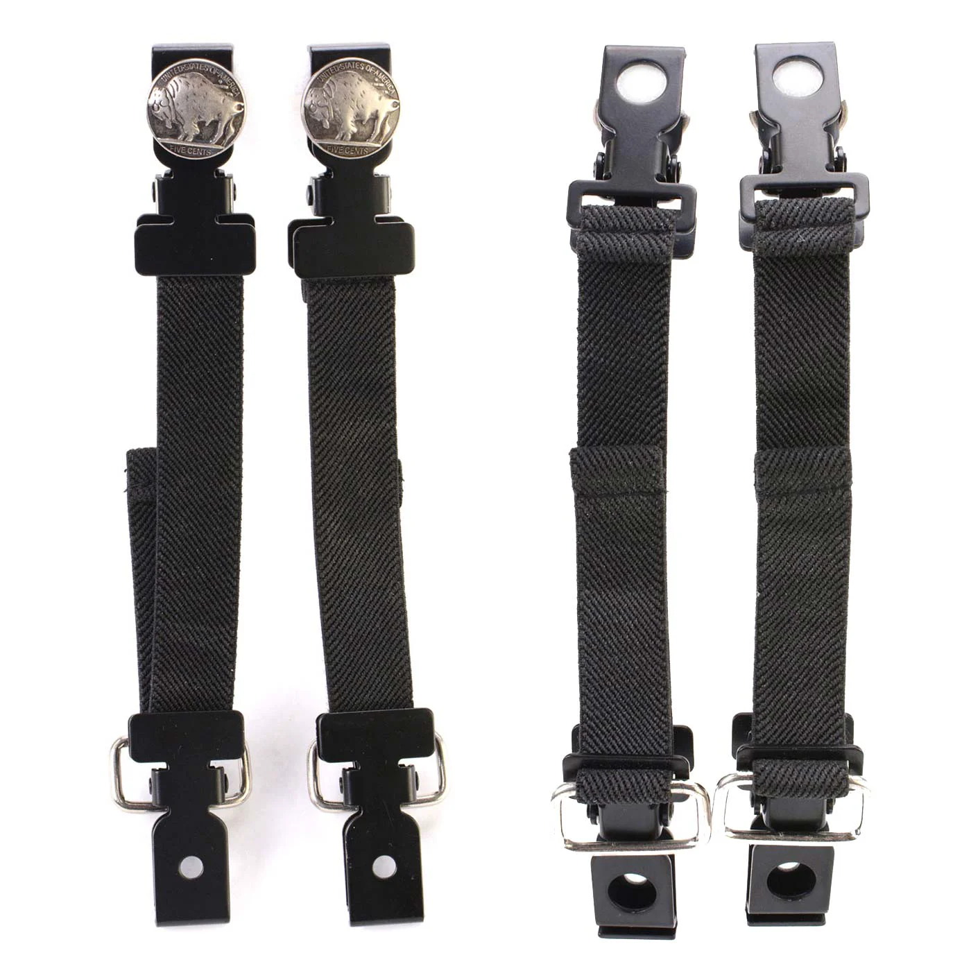 Expertly Made Milwaukee Leather MLA4008 Motorcycle Biker Buffalo Nickel Emblem Elastic Bungee Clips for Chaps or Pants Set of 2 Reusable