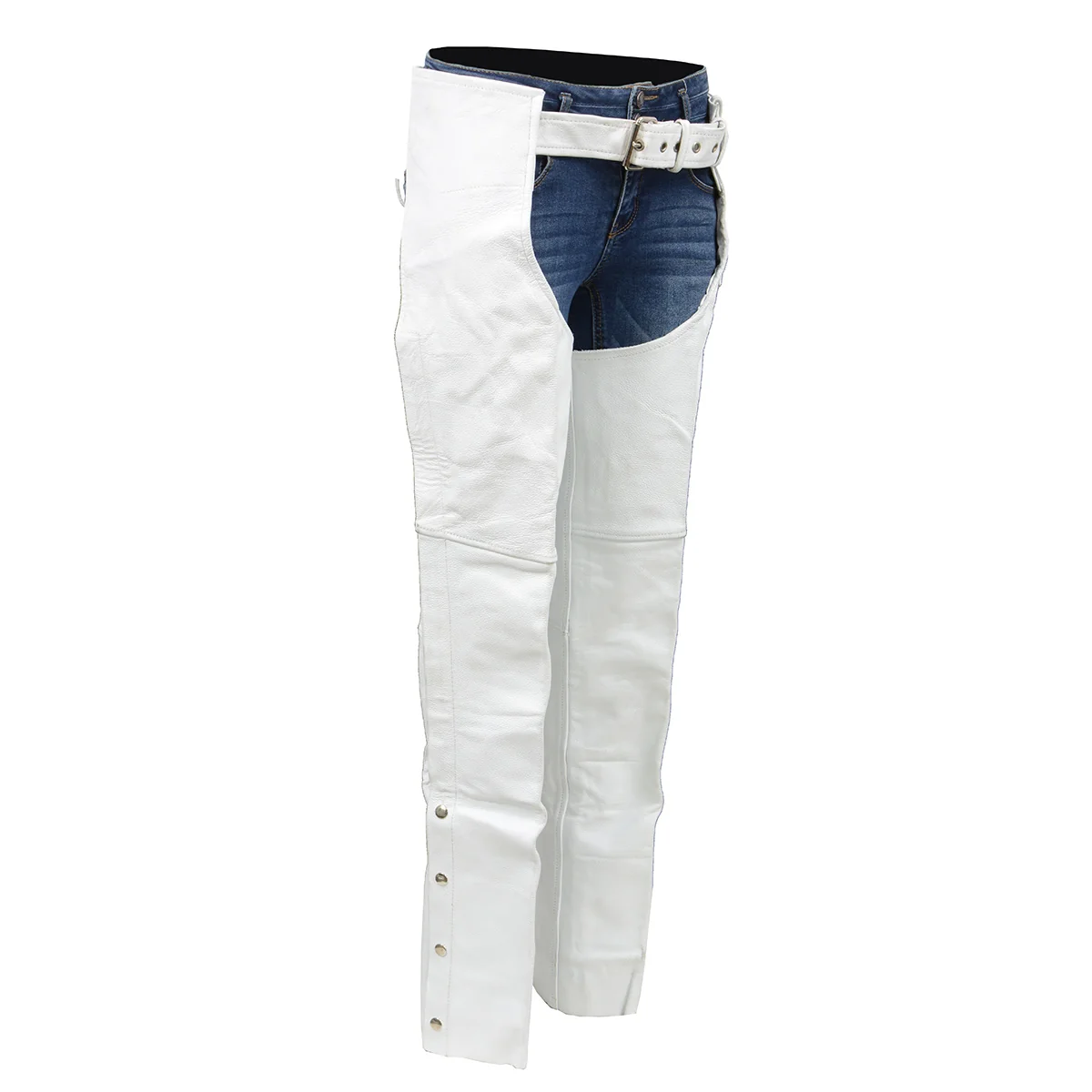 Soft Milwaukee Leather SH1115 Women's White Classic Leather Motorcycle Chaps User-Friendly
