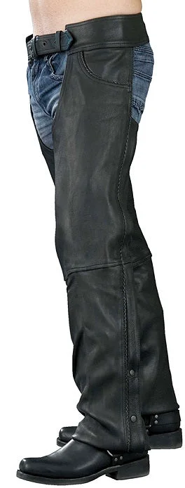Innovative Event Leather EL1125 Men's Black Braided Leather Jean Style Chaps Quality