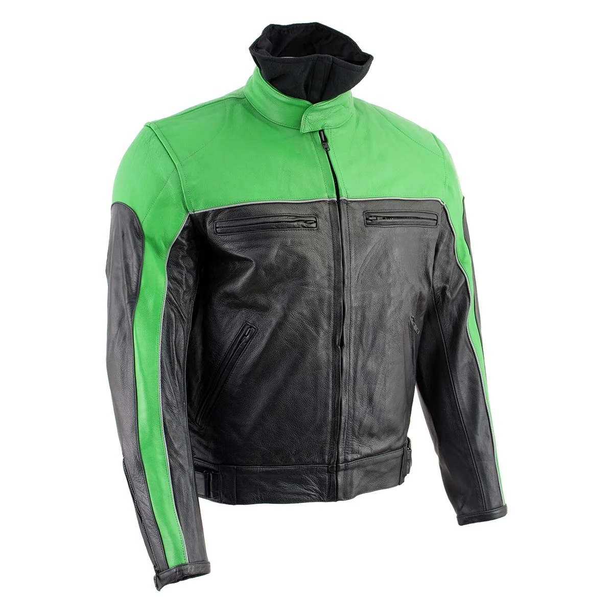 Advanced Leather King XS2126 Men's Green and Black Moto Biker Jacket Excellent