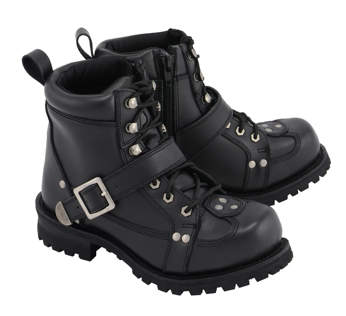 Proven M Boss Apparel BOS49003 Men's 7 inch Road Captain Black Leather Motorcycle Boots Optimized