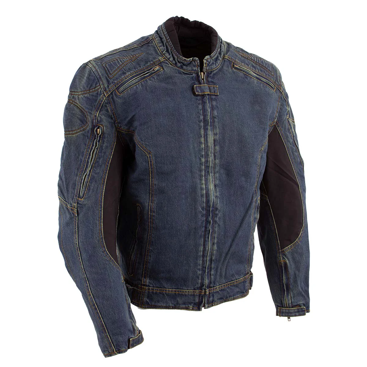 Trusted Bikers Edge DM1991 Men's Blue Armored and Vented Denim Racing Jacket Genuine