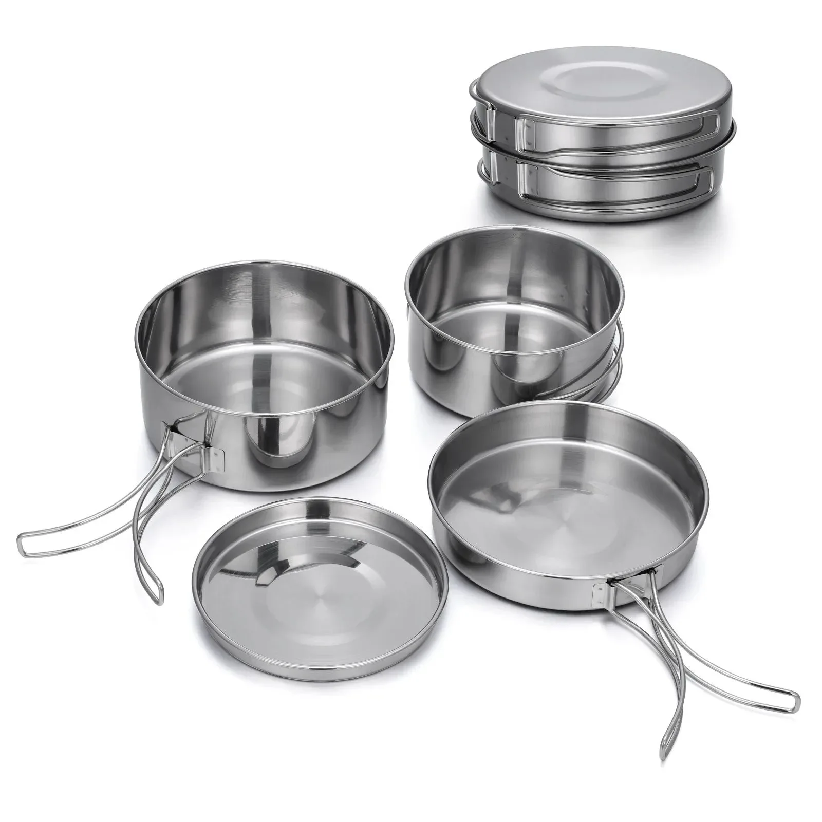 Official Outdoor Stainless-Steel Camping Cookware Set - Durable Bowl and Pot Set for Hiking Backpacking and Picnics Easy-to-Use