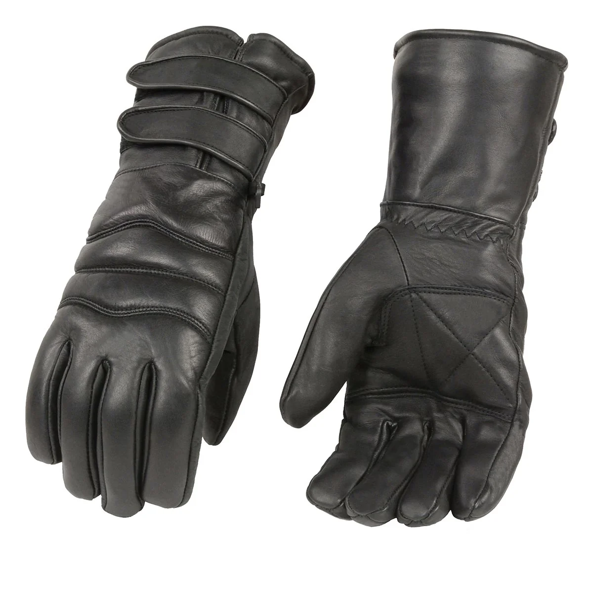 Traditional Men s XS2068 Black Gauntlet Premium Cowhide Leather Motorcycle Winter Gloves Powerful