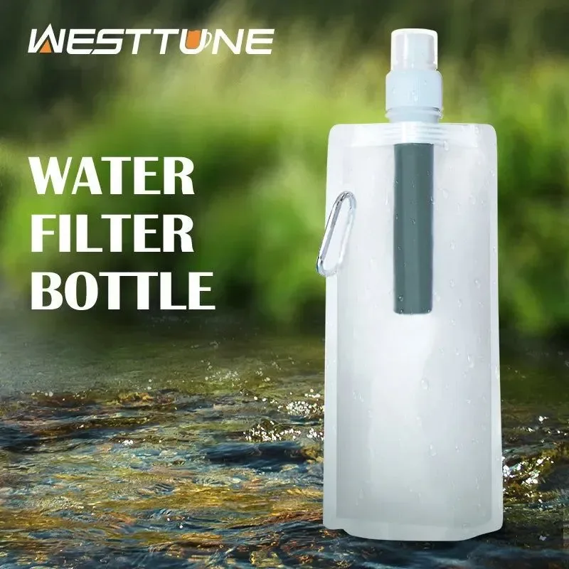 Certified Outdoor Water Filter Straw Bottle – Portable Survival Purification System for Camping Hiking Emergency Elite