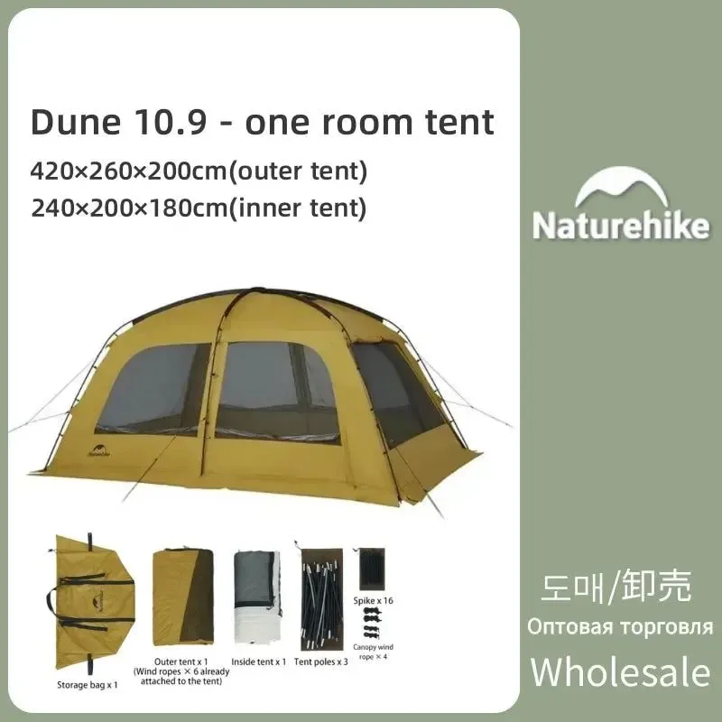 Minimalist Outdoor Camping Dune 10.9 Family Tent – 4-5 Person 4-Season 150D Oxford 1-Bedroom Living Room Relaxed