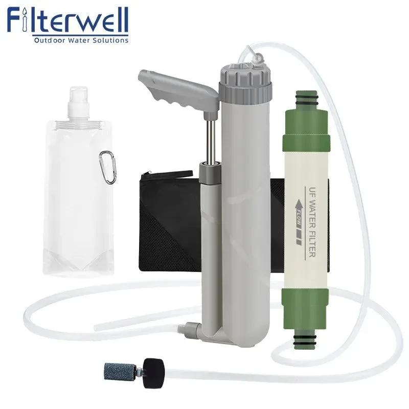 Luxury Hand Pump Portable Water Filter – 4-Stage UF Purification System for Camping Hiking Travel Emergency Survival Enhanced