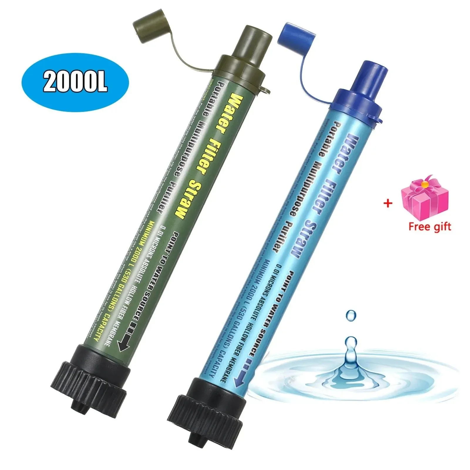 Secure Camping Water Filter Straw – Ultrafiltration Purifier with 99.9999 Bacteria Removal 2000L Capacity for Outdoor Emergency Survival Long-Lasting