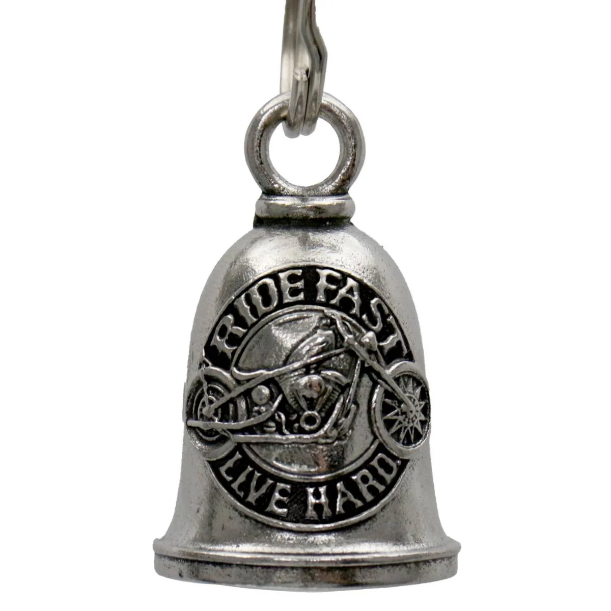 Eco-Friendly Milwaukee Leather MLB9132 Ride Fast Live Hard Motorcycle Good Luck Bell w Key Ring-Key Chain Accessory for Bikers Practical