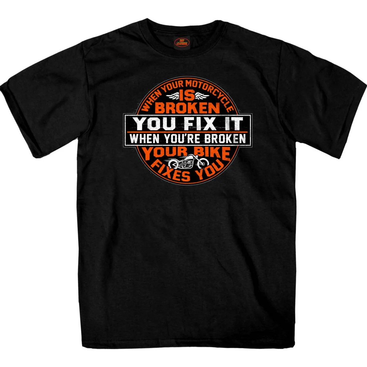 Exceptional Hot Leathers GMS1552 Men's Black Your Bike Fixes You Printed T-Shirt Consistent