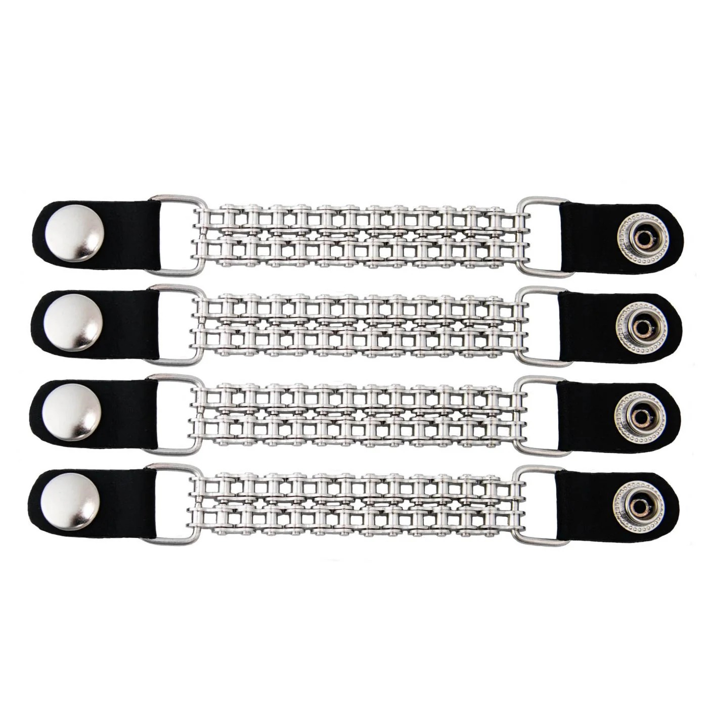Flexible Milwaukee Leather Classic Chrome Snap Button Vest Extender w Leather 6.5 Extension 4-PCS MLA6010SET Reusable