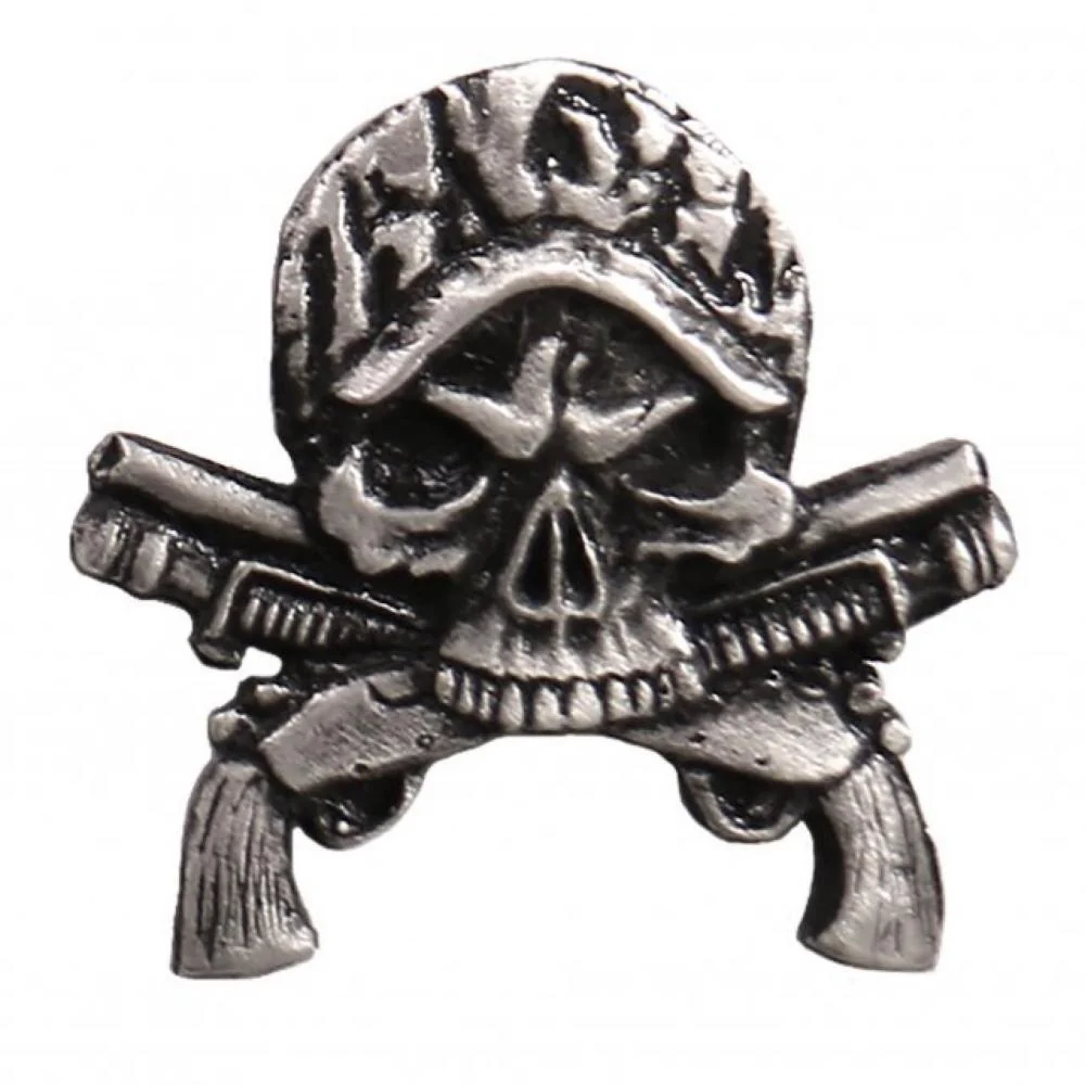 Versatile Milwaukee Leather MLP9277 Camo Skull Guns Pin For Jackets Vest Hats and Clothing Selected
