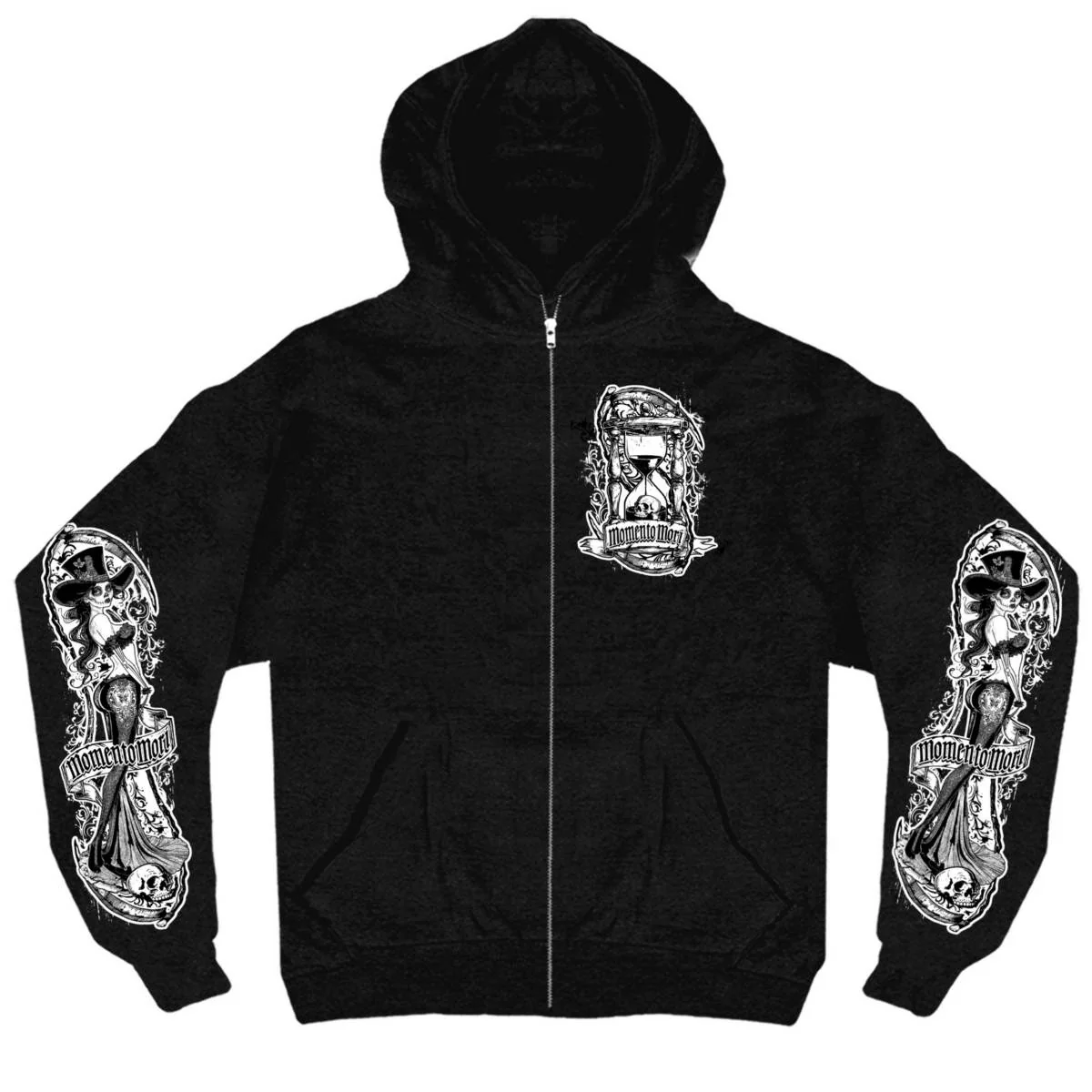 Reusable Hot Leathers GMZ4538 Men's Memento Mori Hooded Zipper Sweatshirt Luxury