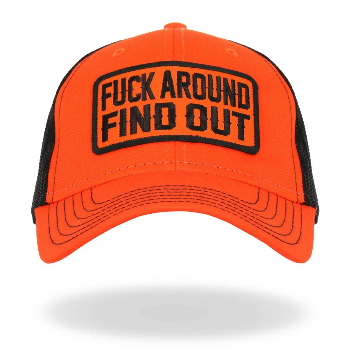 Recyclable Hot Leathers Black and Orange Fuck Around Find Out Snapback Hat GHS2049 Efficient